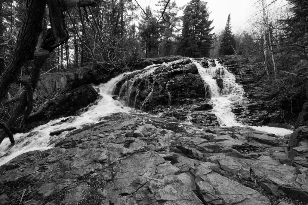 A Bl;ack and White of Chester Creek Falls